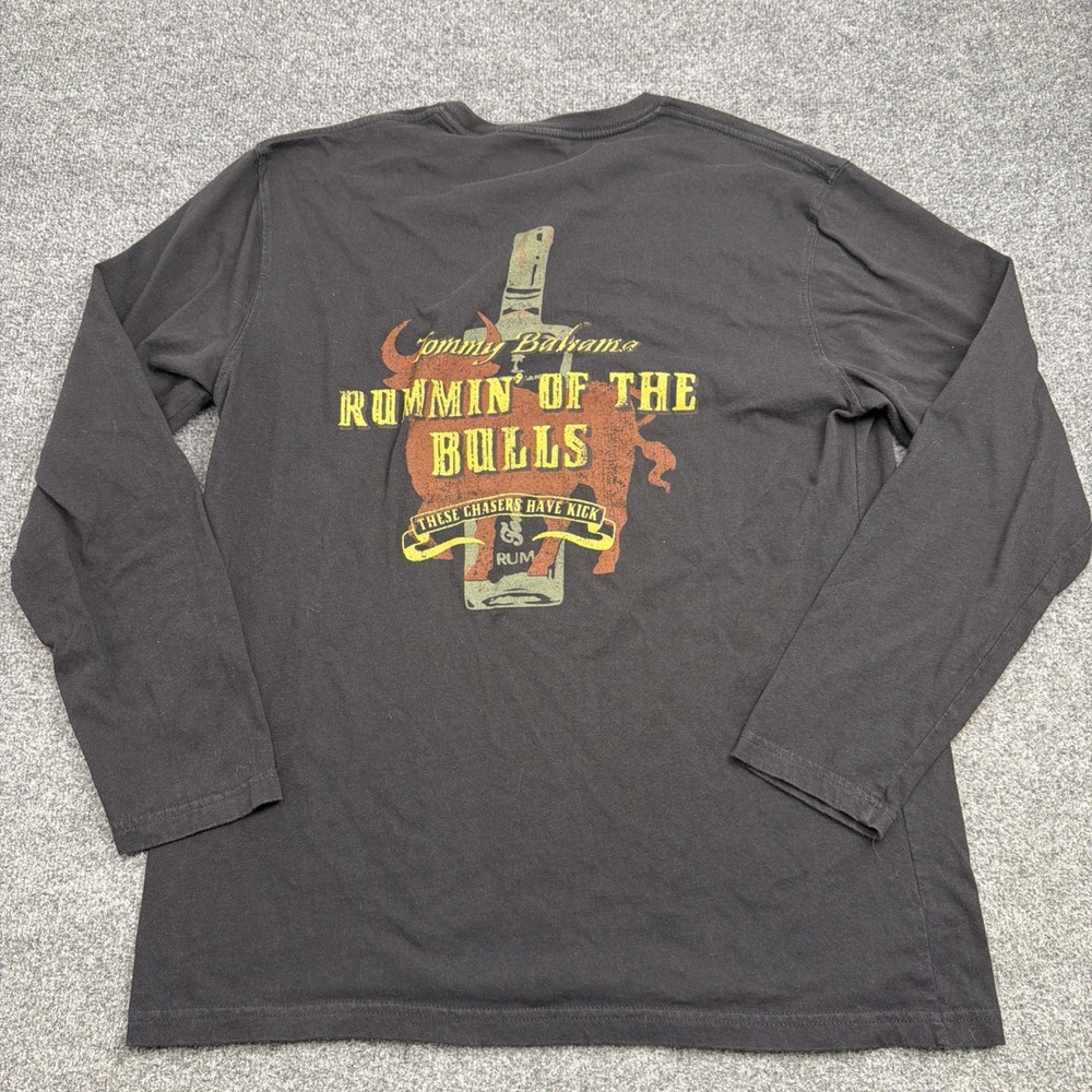 Tommy Bahama Shirt Mens Large Rummin of the Bulls Long Sleeve Black Graphic Tee